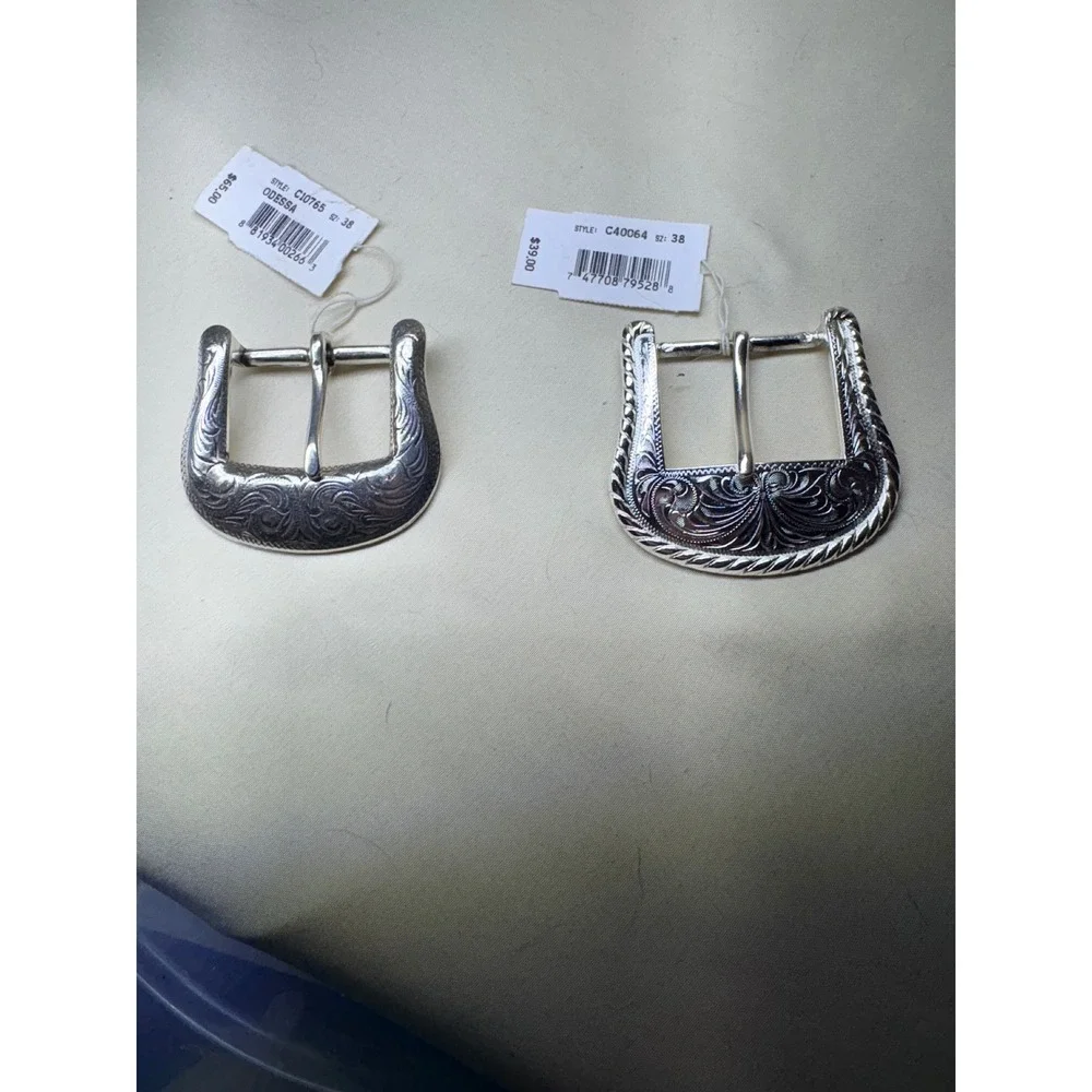 Vintage 1994 Western‎ Belt Buckles Silver Floral Engraved NWT 2pc
